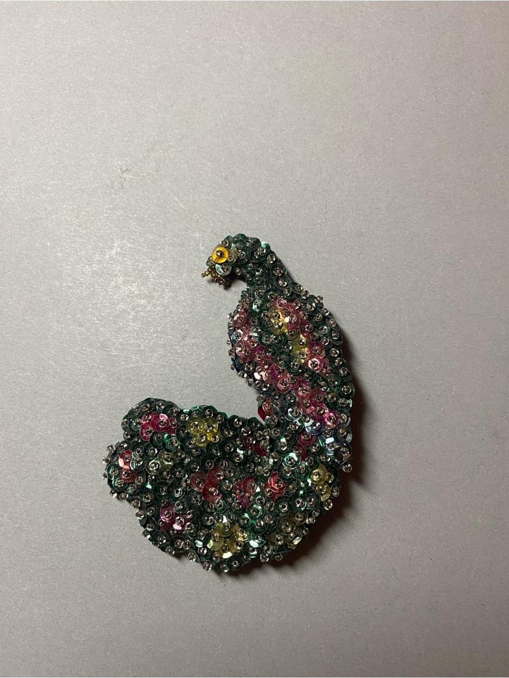 Vintage beaded peacock bird pin